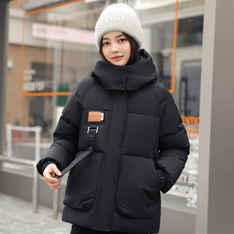 Women's Short Cozy Warm Coat Bread Coat Cotton - padded Jacket Black