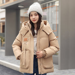 Women's Short Cozy Warm Coat Bread Coat Cotton - padded Jacket Khaki