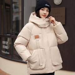 Women's Short Cozy Warm Coat Bread Coat Cotton - padded Jacket Creamy White