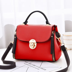 Women's Shoulder Bag European And American Fashion Lychee Pattern Portable Red