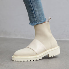Women's Single Boots – Stylish Sock Boots for a Perfect Fit Beige