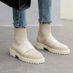 Women's Single Boots – Stylish Sock Boots for a Perfect Fit Beige