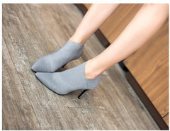 Women’s Slip - On Retro High Heel Ankle Boots Gray