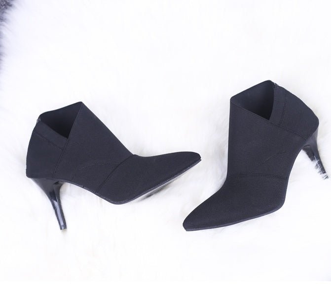 Women’s Slip - On Retro High Heel Ankle Boots Black