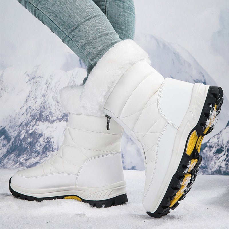 Women's Snow Boots Lightweight Platform Zipper Ankle Boots Black