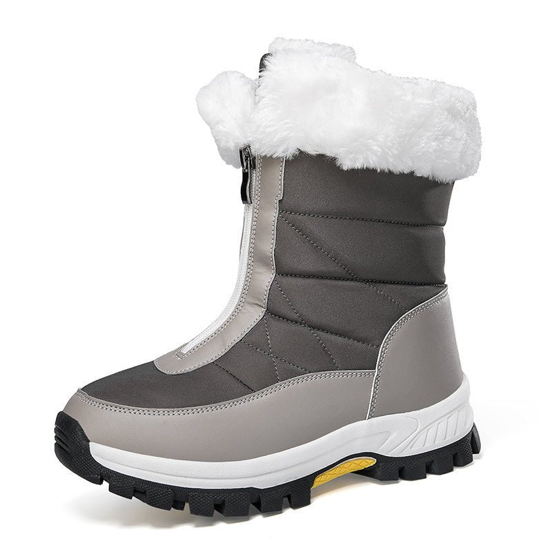 Women's Snow Boots Lightweight Platform Zipper Ankle Boots Grey
