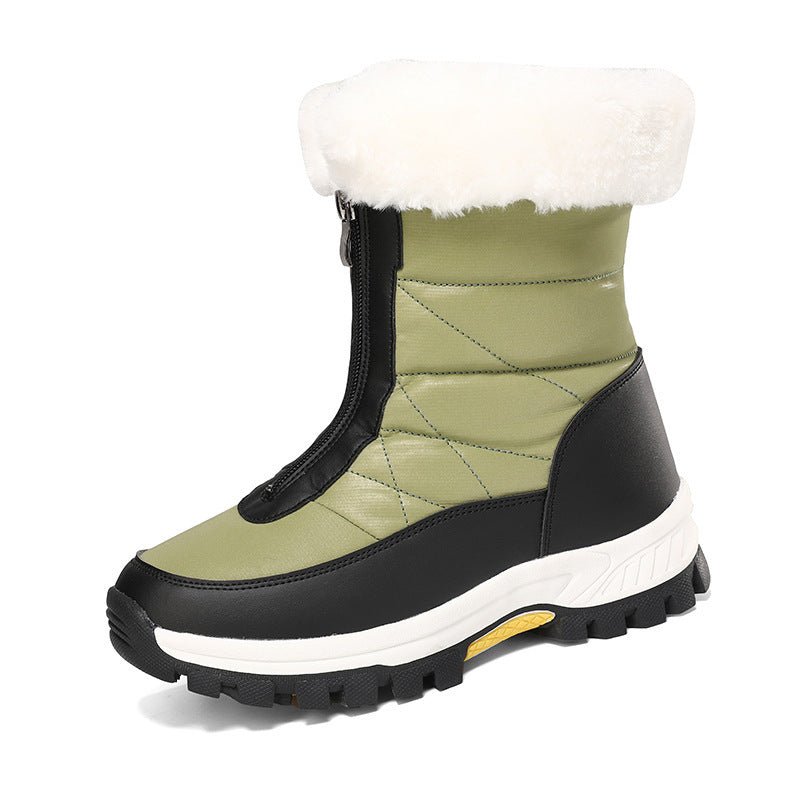 Women's Snow Boots Lightweight Platform Zipper Ankle Boots Green
