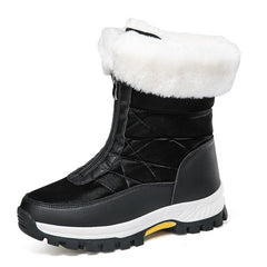 Women's Snow Boots Lightweight Platform Zipper Ankle Boots Black