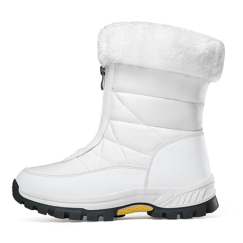 Women's Snow Boots Lightweight Platform Zipper Ankle Boots White