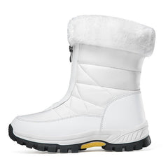 Women's Snow Boots Lightweight Platform Zipper Ankle Boots White