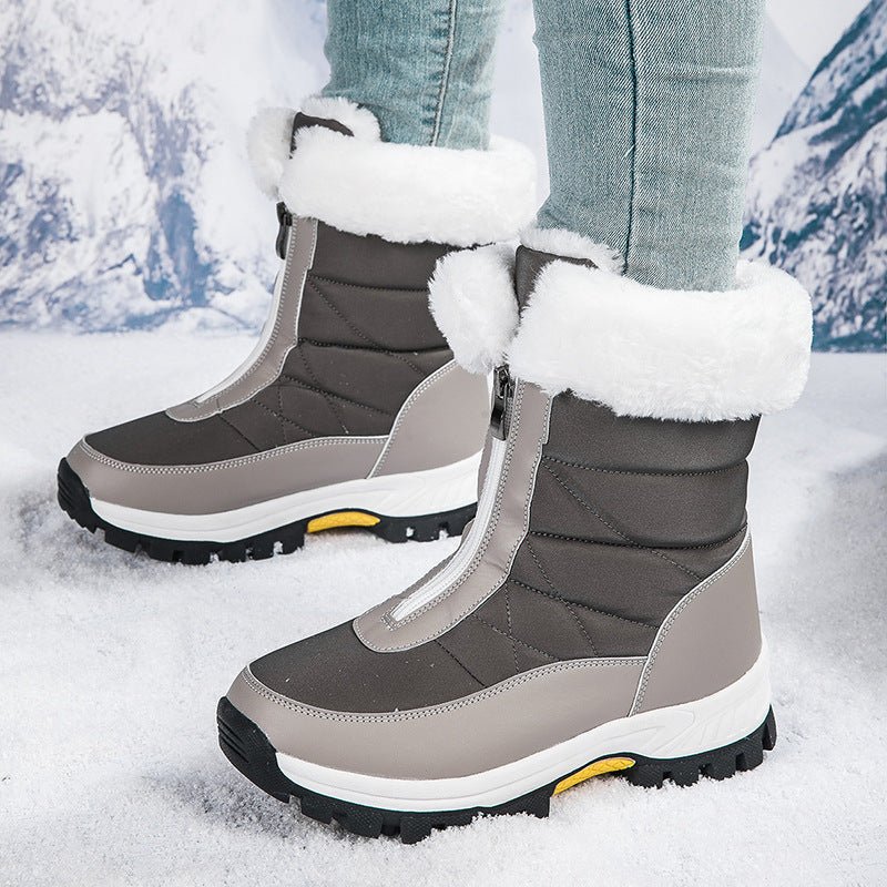 Women's Snow Boots Lightweight Platform Zipper Ankle Boots Black