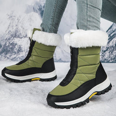 Women's Snow Boots Lightweight Platform Zipper Ankle Boots Black