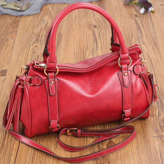 Women's Soft Hand - held Shoulder Messenger Bag Red