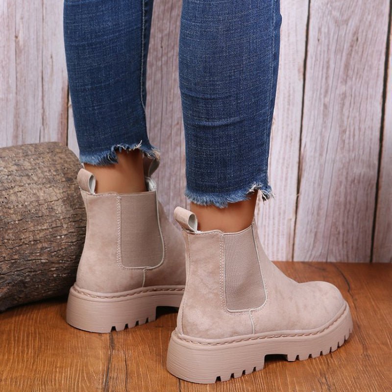 Women's Solid Color Chunky Ankle Boots Black