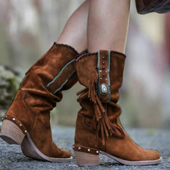 Women’s Square Heel Booties – Stylish and Comfortable Footwear Deep brown