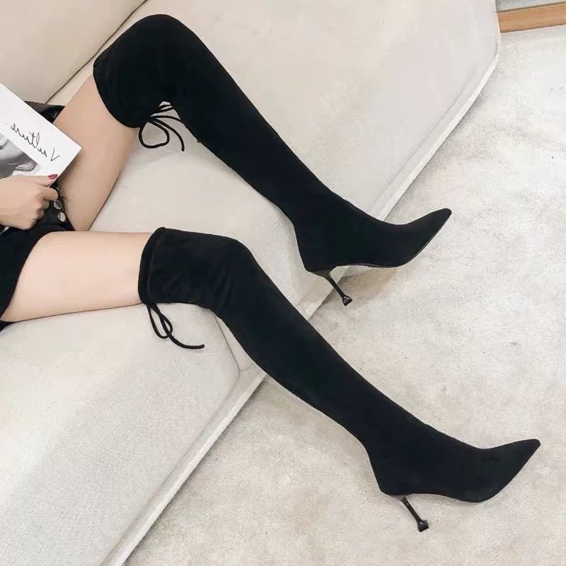 Women's Stiletto Heel Pointed High Heels Black Cat Heel