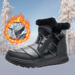 Women’s Thick Plush Snow Boots with Side Zipper Silver