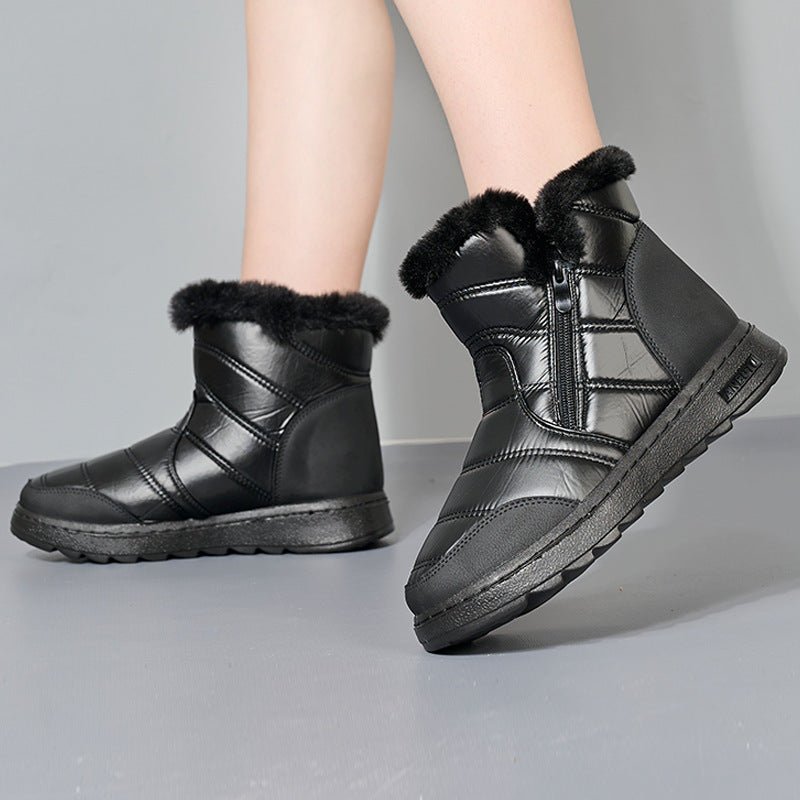 Women’s Thick Plush Snow Boots with Side Zipper Silver