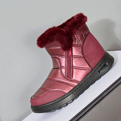 Women’s Thick Plush Snow Boots with Side Zipper Black