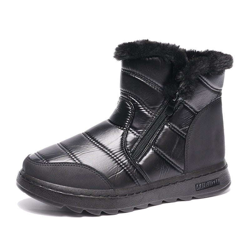 Women’s Thick Plush Snow Boots with Side Zipper Black