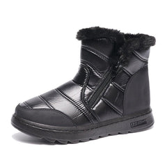 Women’s Thick Plush Snow Boots with Side Zipper Black