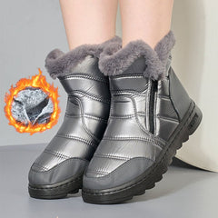 Women’s Thick Plush Snow Boots with Side Zipper Black