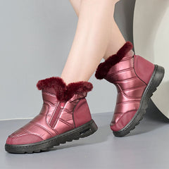 Women’s Thick Plush Snow Boots with Side Zipper Silver