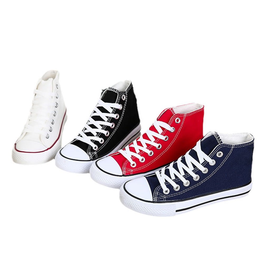 Women's Timeless White Chucks High - top Canvas Pure Color Tied Shoes Blue