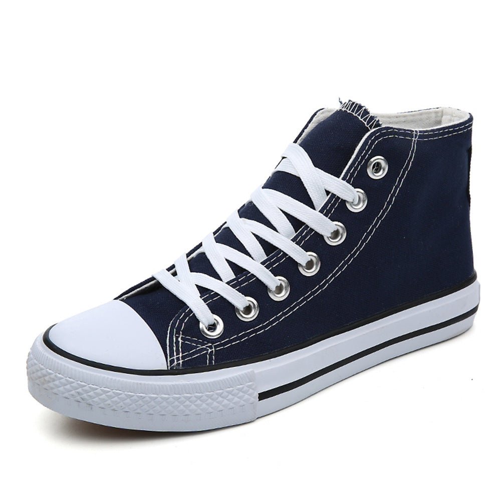 Women's Timeless White Chucks High - top Canvas Pure Color Tied Shoes Blue