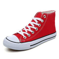 Women's Timeless White Chucks High - top Canvas Pure Color Tied Shoes Red