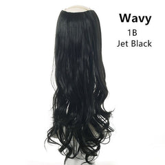 Women's Wavy U Part Bangs Clip - in Hair Extension Synthetic Wig 1B