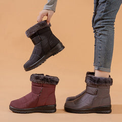 Women's Winter Snow Boots – Warm Low Heel Boots for Cold Weather Red