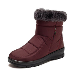 Women's Winter Snow Boots – Warm Low Heel Boots for Cold Weather Red