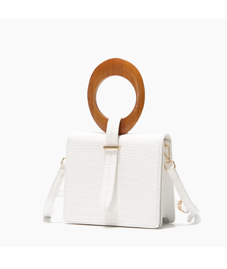 Wooden handle handbag White