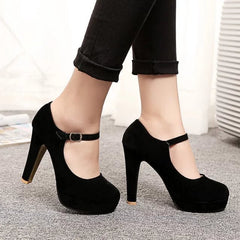 Work shoes buckle Mary Jane shoes Black