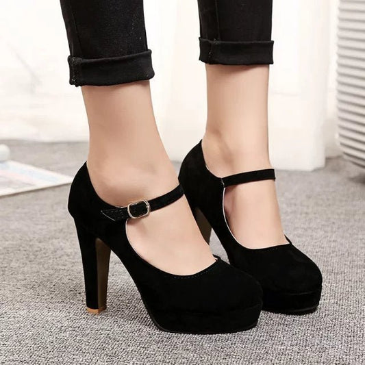 Work shoes buckle Mary Jane shoes Black