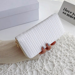 Zipped woven clutch Black