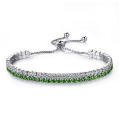 Zircon Bracelet: European & American Fashion Hand Jewelry, Adjustable Green And White