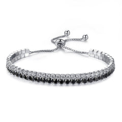 Zircon Bracelet: European & American Fashion Hand Jewelry, Adjustable Black And White