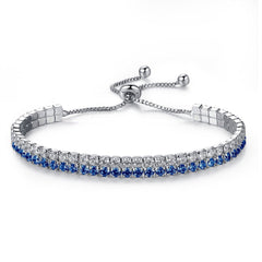 Zircon Bracelet: European & American Fashion Hand Jewelry, Adjustable Blue And White