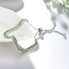 Zircon Bracelet: European & American Fashion Hand Jewelry, Adjustable Green And White